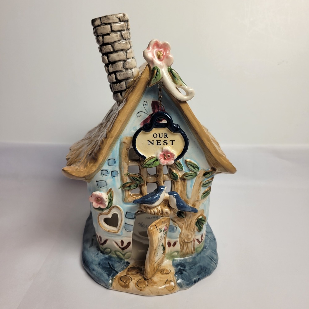 Blue Sky Clayworks Our Nest Cottage Tea Light Holder Heather Goldminc 2020‎ Blue